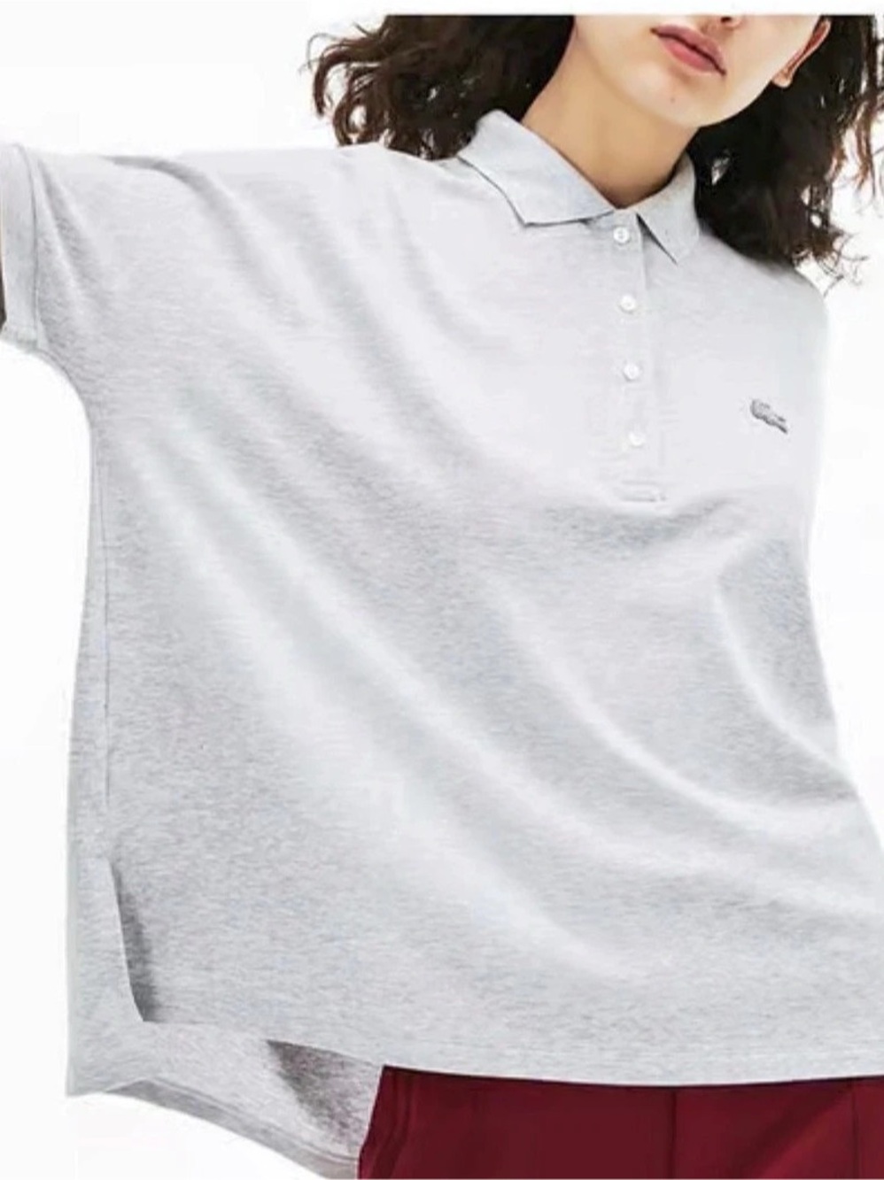Lacoste Relaxed Fit Polo Gray Polo Size Medium